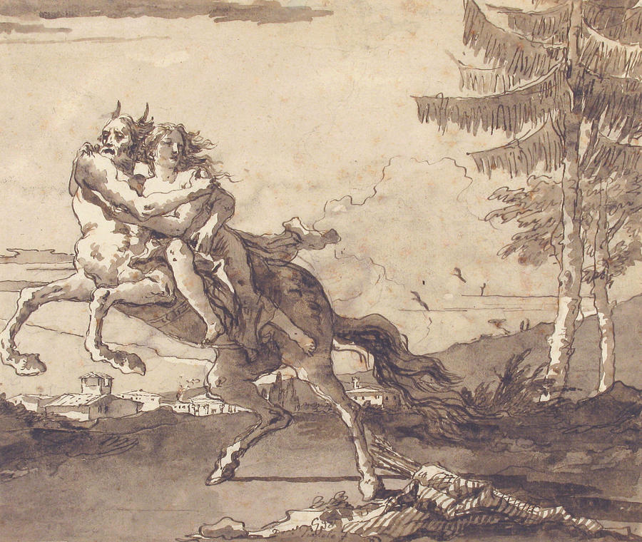 A Centaur Abducting a Nymph Drawing by Giovanni Domenico Tiepolo