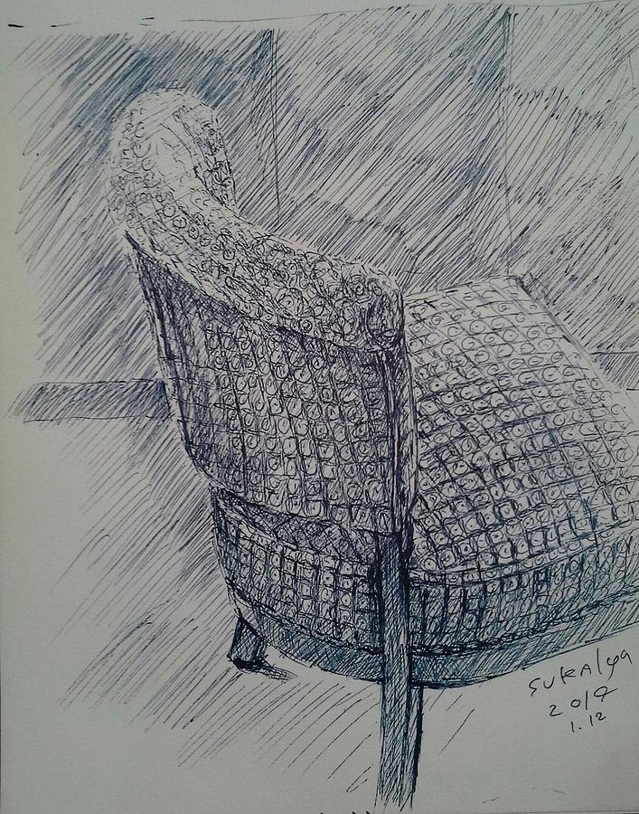 A chair in Starbucks Drawing by Sukalya Chearanantana