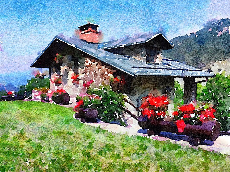 A charming holiday house in the mountains Digital Art by Tanya Gordeeva