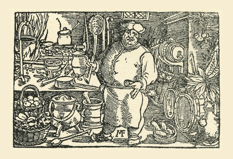 Welsh Drawing - A Chef From The Tudor Period by Vintage Design Pics