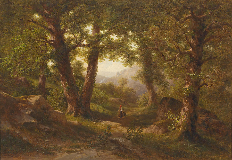A Chestnut Grove, Scene from Montan in Tyrol Painting by Gottfried Seelos