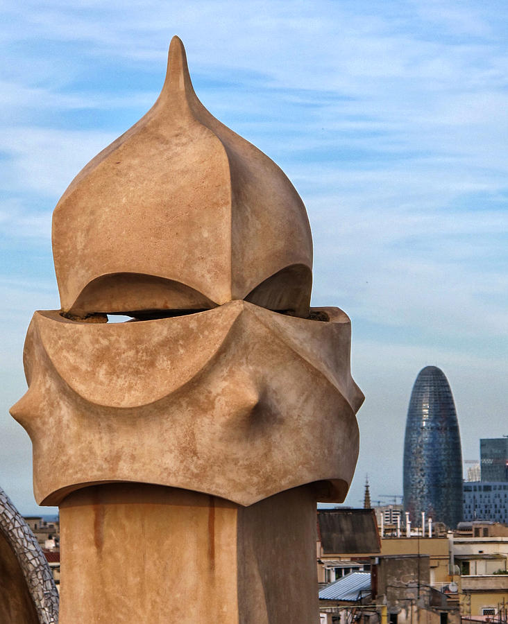 A Chimney of the Pedrera and Torre Agbeer Photograph by Dave Mills