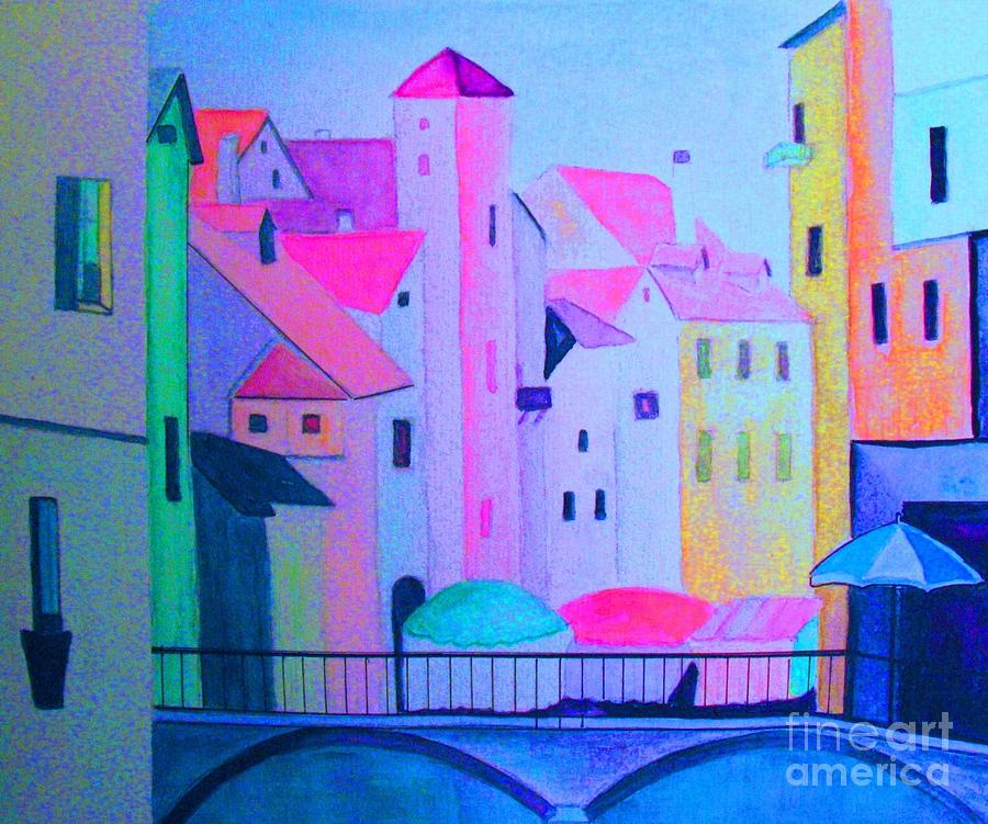 A City At Night 2 Painting by Hazel Holland
