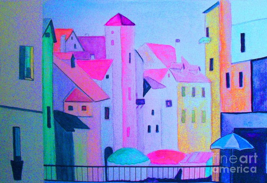 Architecture Painting - A City at Night by Hazel Holland