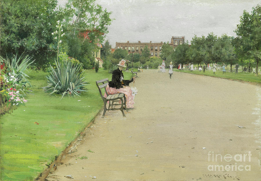 Flower Painting - A City Park by William Merritt Chase