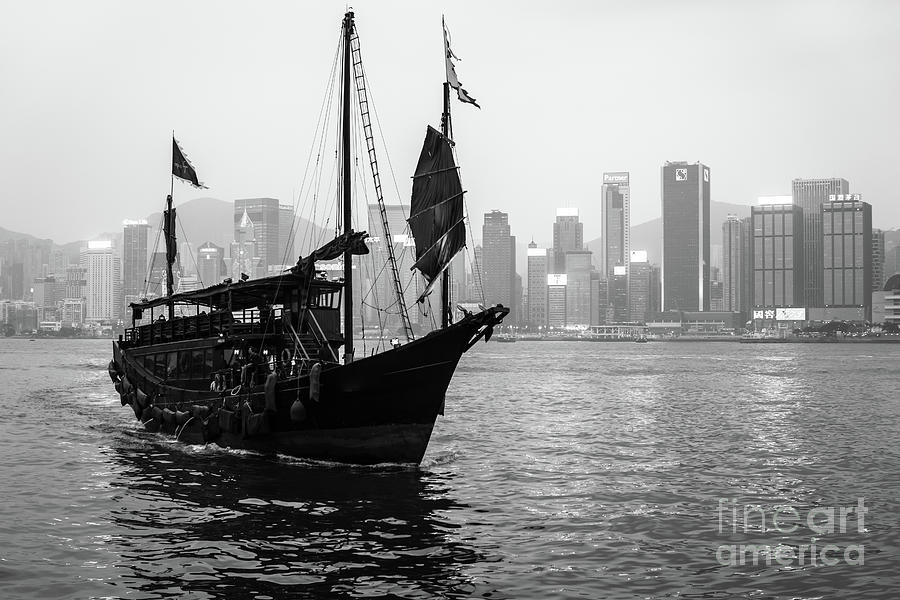 A classic view of the Victoria Harbour with a traditional Chines Photograph by Didier Marti