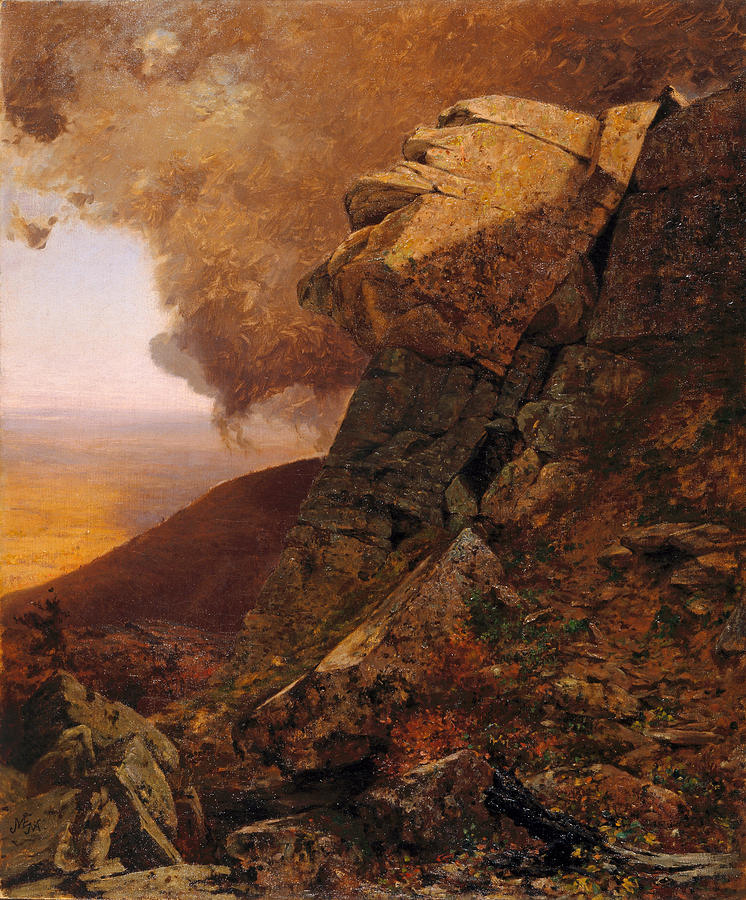 Jervis Mcentee Painting - A Cliff in the Catskills by Jervis McEntee