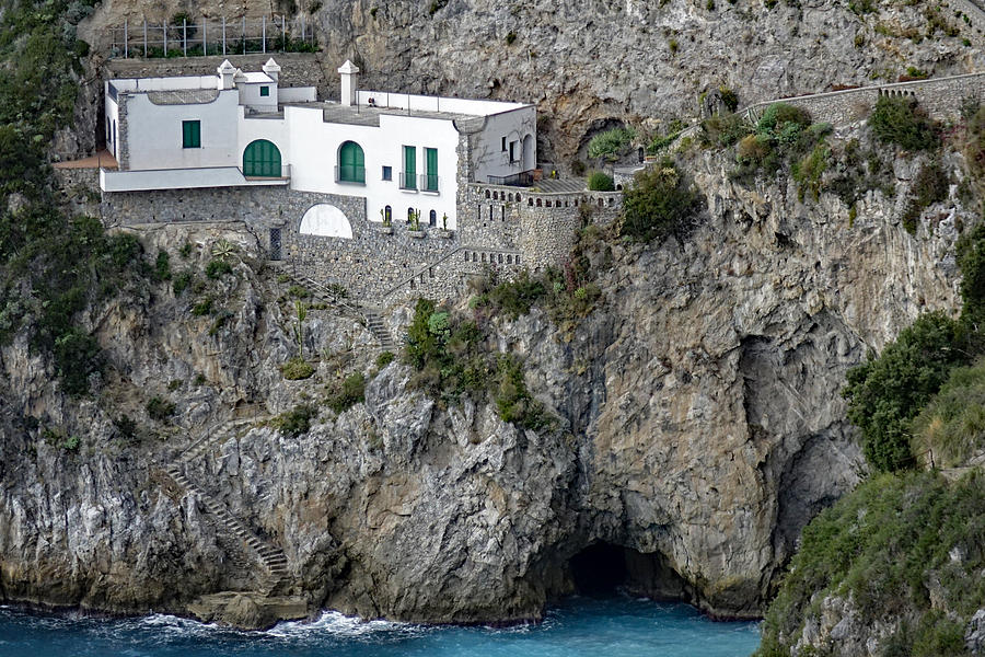 A Close Up View Of A Dwelling Built On The Side of A Cliff On The Amalfi Coast In Italy Photograph by Rick Rosenshein