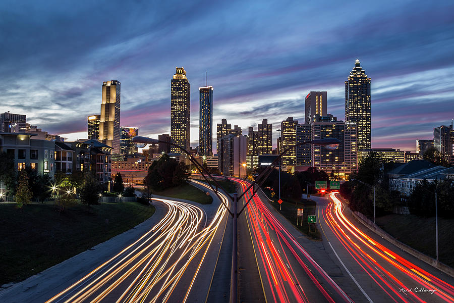 A Closer View Atlanta Nite Lights 9 Atlanta Sunset Cityscape Art Photograph by Reid Callaway