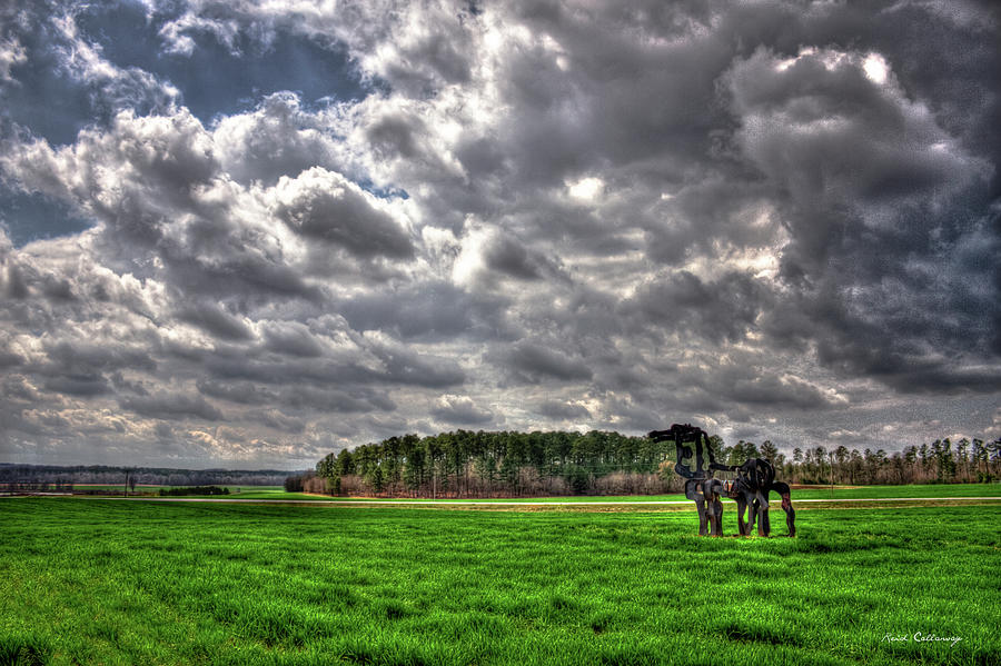 The Iron Horse A Cloudy Day Over Winter Wheat UGA Iron Horse Farm Agricultural Art Photograph by Reid Callaway