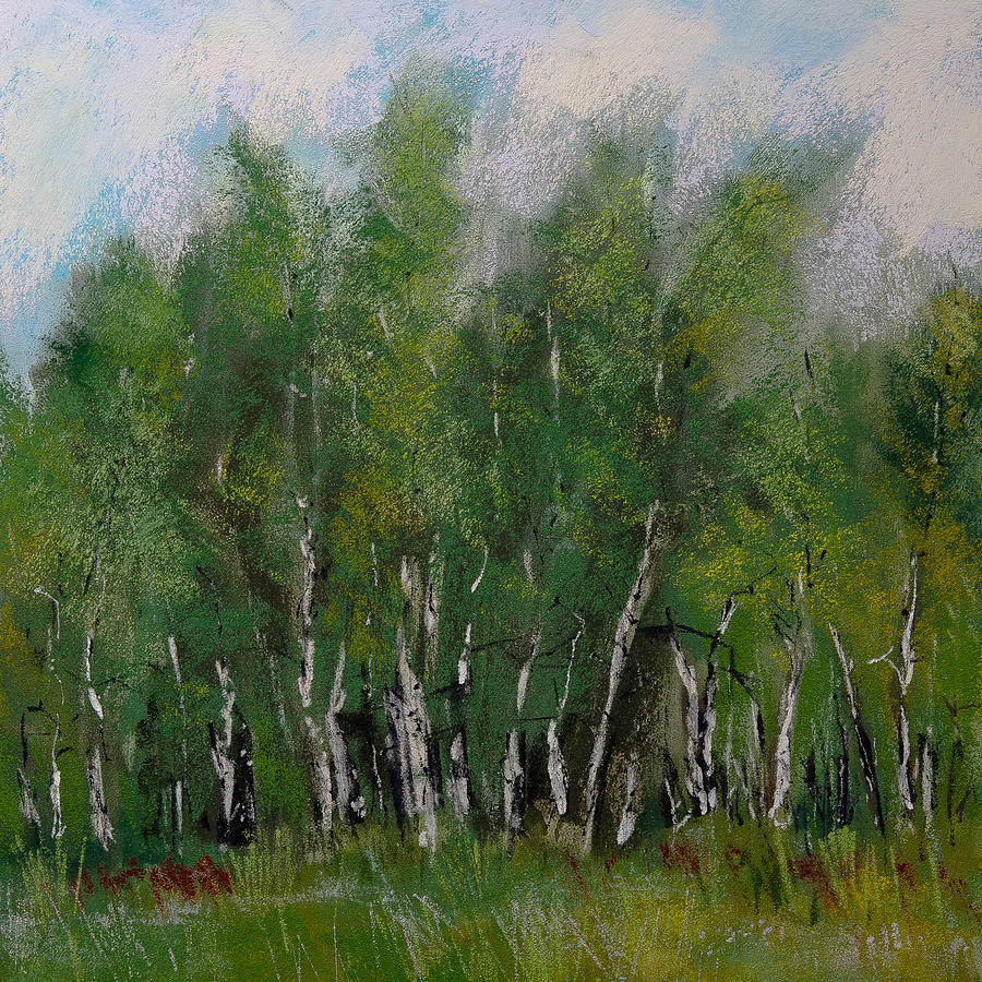 A Cluster of Birch Painting by David Patterson