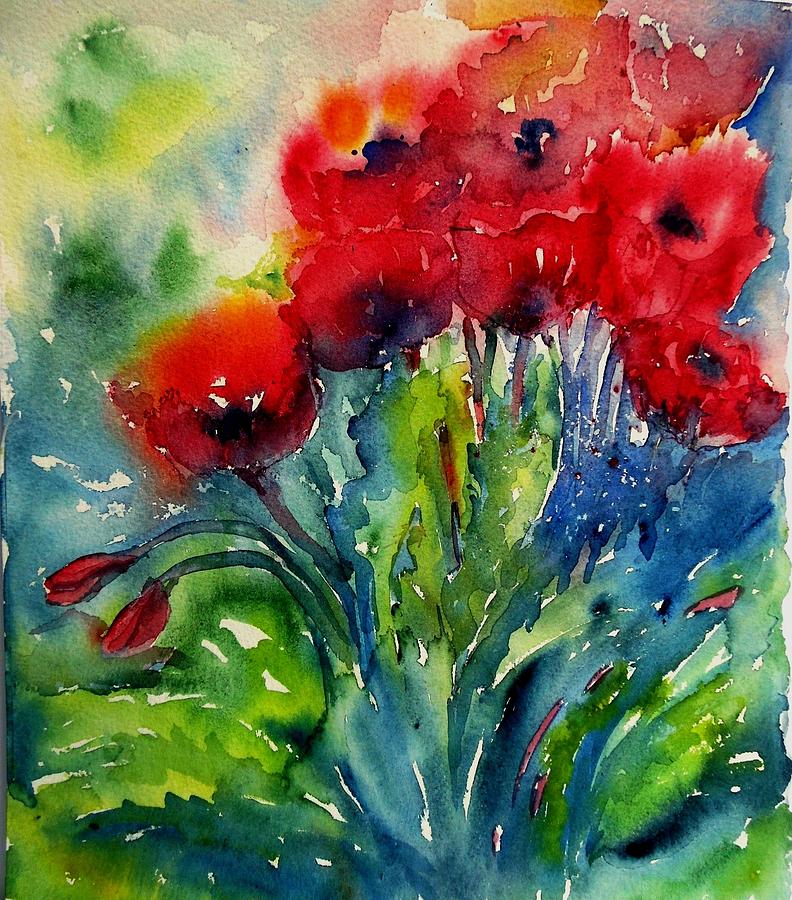 A Cluster of Wild Poppies  Painting by Trudi Doyle