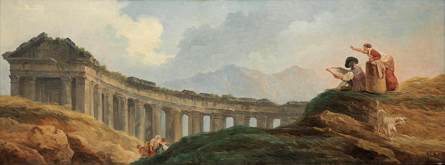 A Colonnade in Ruins Painting by Hubert Robert