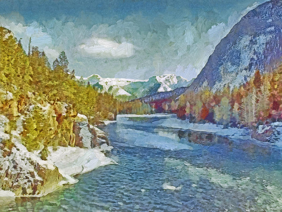 A Colorado Rocky Mountain Stream In Winter Digital Art by Digital Photographic Arts
