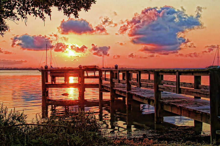 Boat Photograph - A Colorful Sunrise by HH Photography of Florida