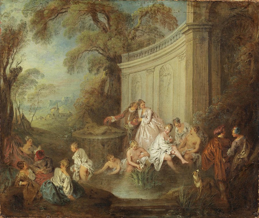 A Company Bather in a Park Painting by Jean-Baptiste Pater