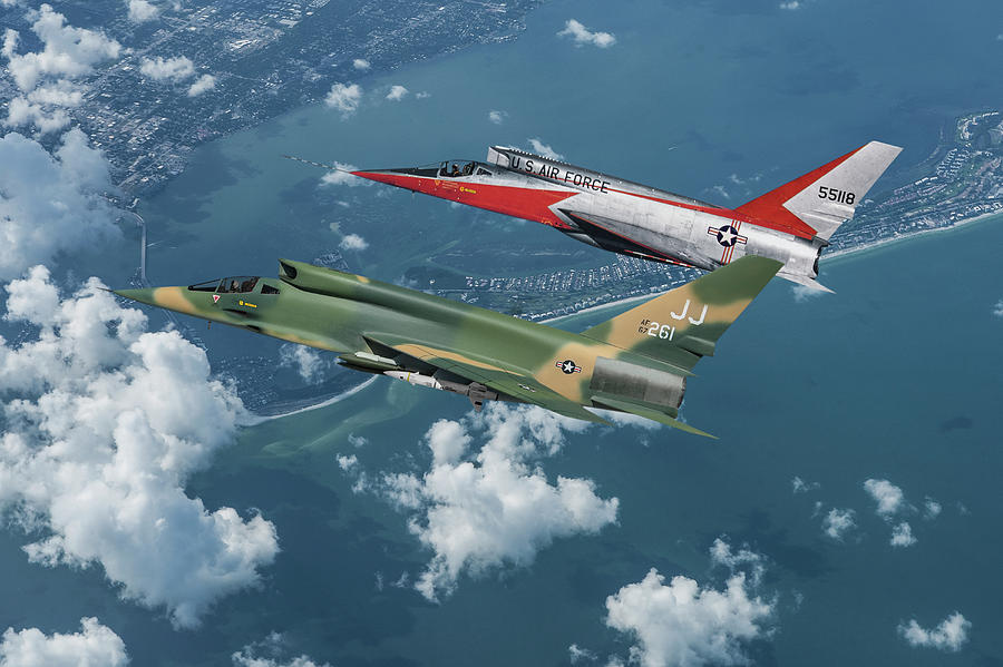 A Conceptual operational U.S. Air Force F-107D with a Prototype F-107A Digital Art by Erik Simonsen
