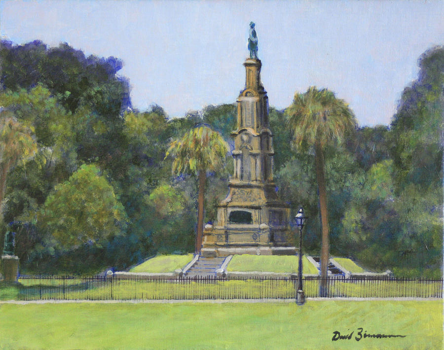 Savannah Georgia Painting - A Confederate Monument by David Zimmerman
