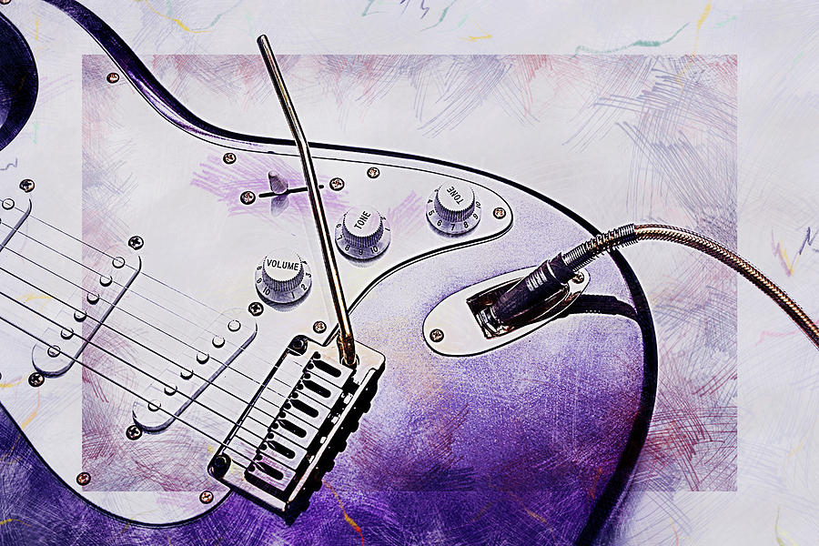 A Cool Purple Guitar Digital Art by Anthony Murphy