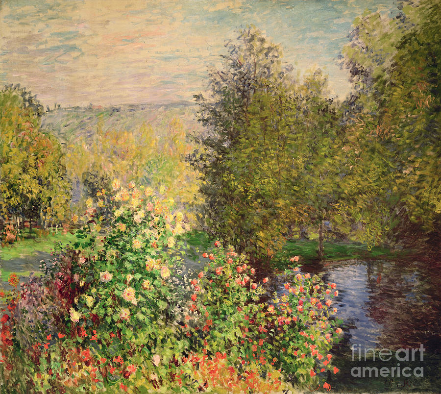 Corner Painting - A Corner of the Garden at Montgeron by Claude Monet Corner Painting - A Corner of the Garden at Montgeron by Claude Monet