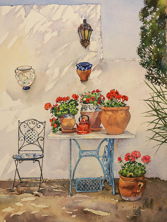 A Corner of Utes Garden Painting by Margaret Merry
