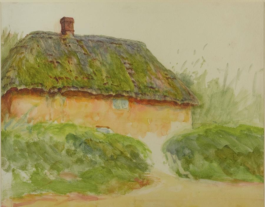 A Cottage By Two Hedges Painting by MotionAge Designs