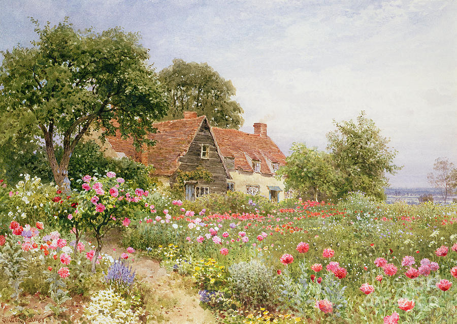 Flower Painting - A Cottage Garden by Henry Sutton Palmer