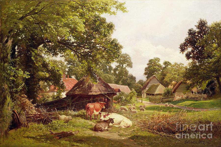 Tree Painting - A Cottage Home in Surrey by Edward Henry Holder