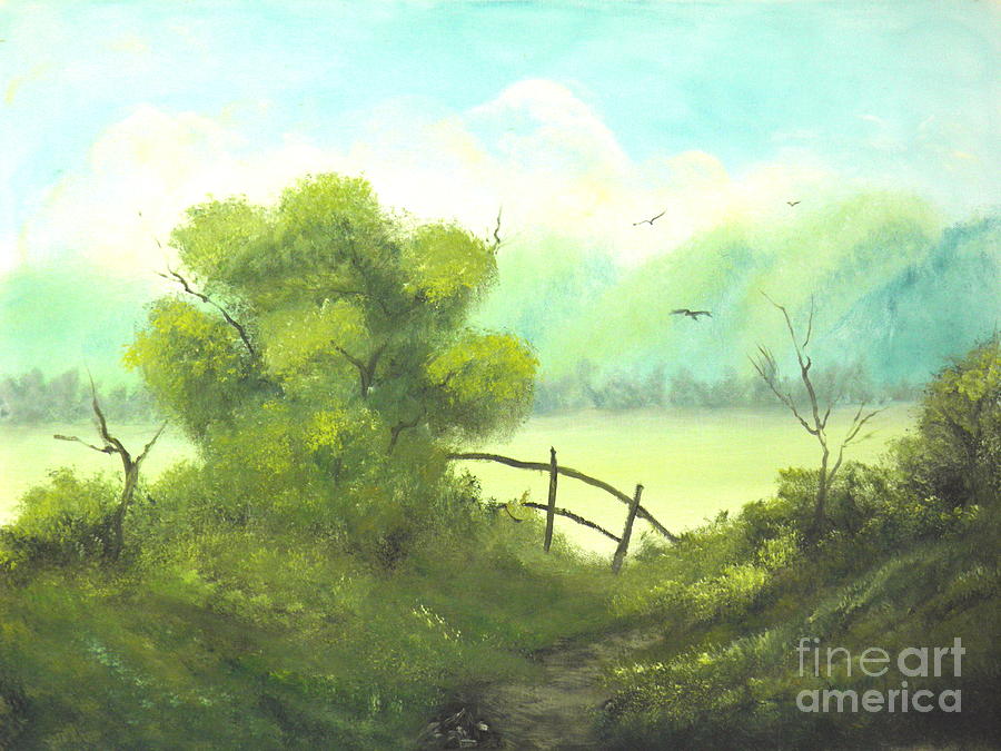 Nature Painting - A Country Meadow by Rhonda Myers