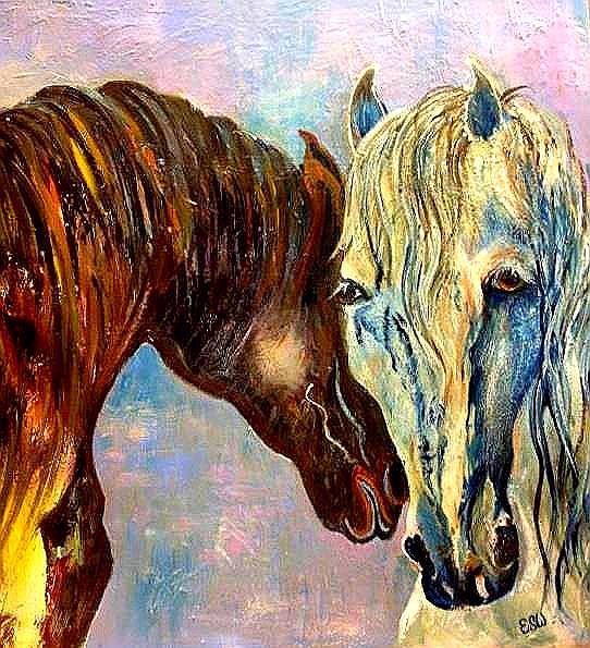 A Couple of Horses Painting by Esther Woods