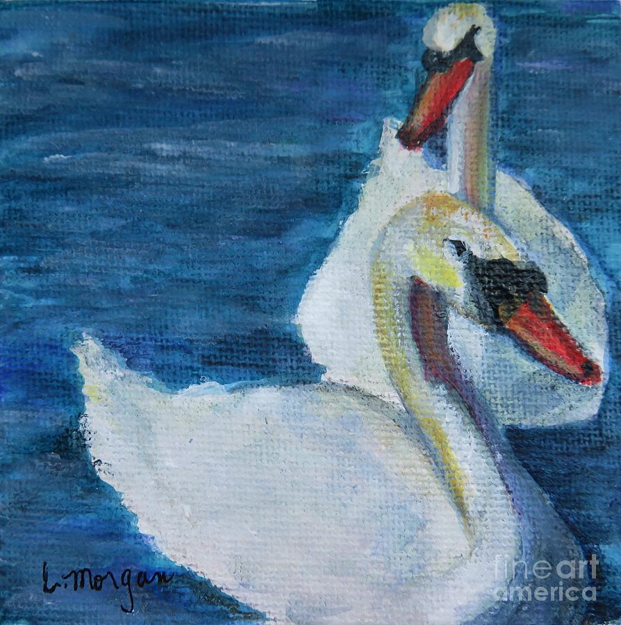 A Couple of Swans Painting by Laurie Morgan