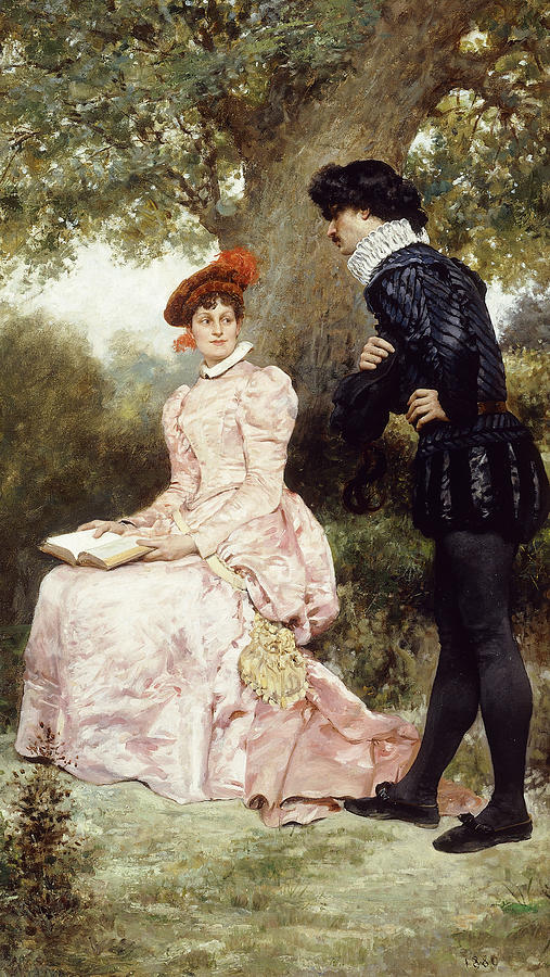 Book Painting - A Courting Couple  by Jules Arsene Garnier