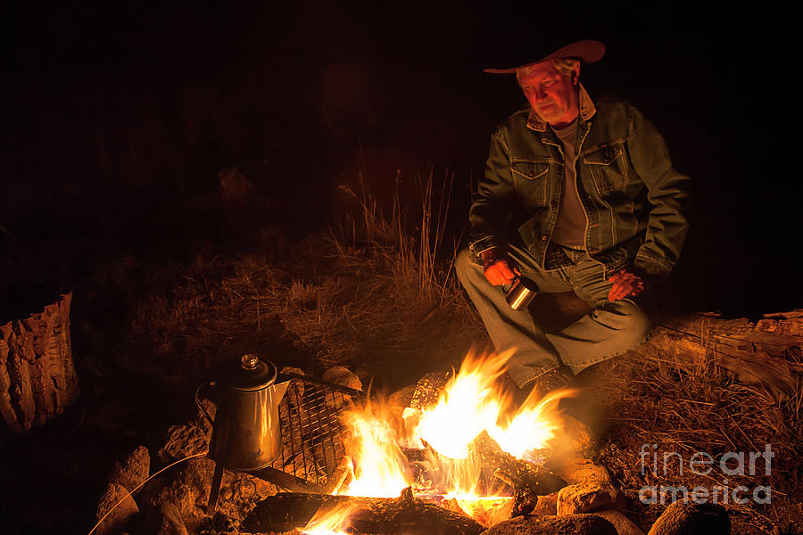 Peaceful Photograph - A cowboys fire by Daryl L Hunter