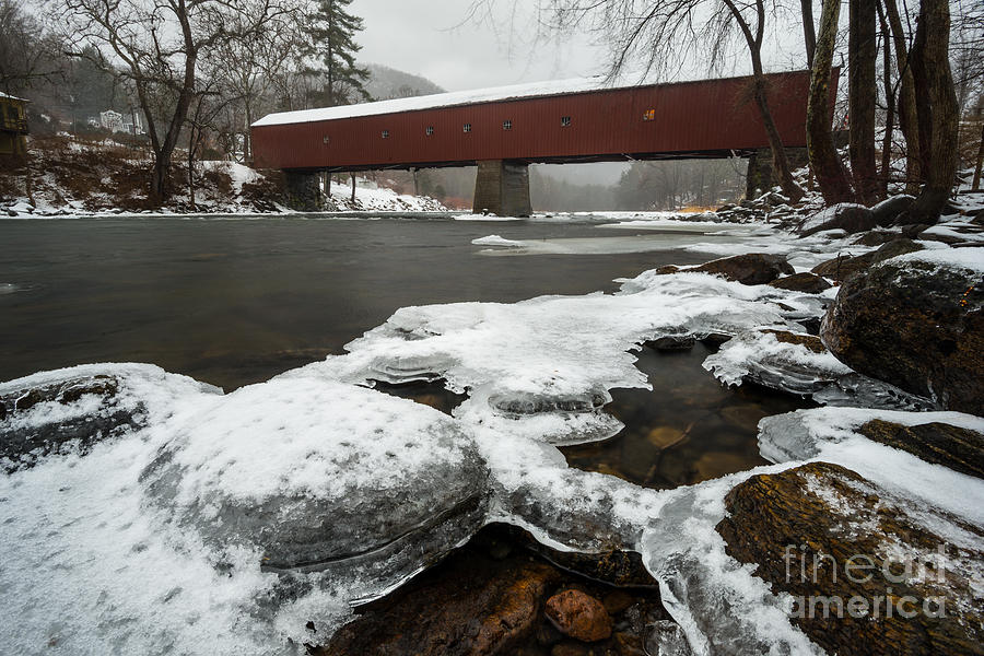 A Crossing in Wintry Repose - New England Covered Bridge Photograph by JG Coleman
