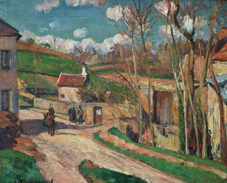 A crossroads at the Hermitage Painting by Camille Pissarro | Fine Art ...