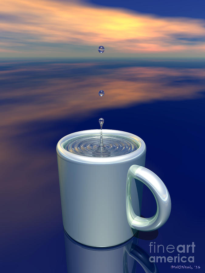 Cup Digital Art - A Cupful of Water Drops by Walter Neal