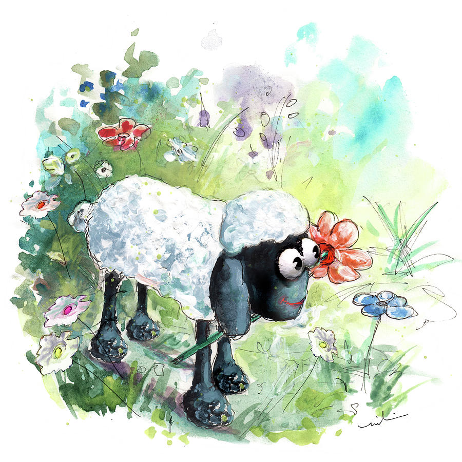 A Cute Sheep At Wensleydale Creamery Painting by Miki De Goodaboom