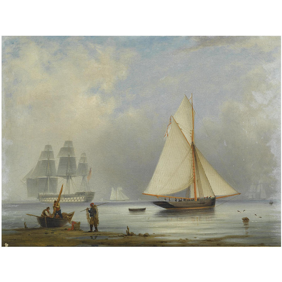 Boat Painting - A Cutter Becalmed by Robert Strickland