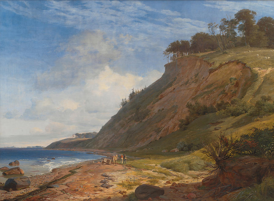 Landscape Painting - A Danish Coast. View from Kitnaes on Roskilde Fjord. Zealand  by Johan Thomas Lundbye