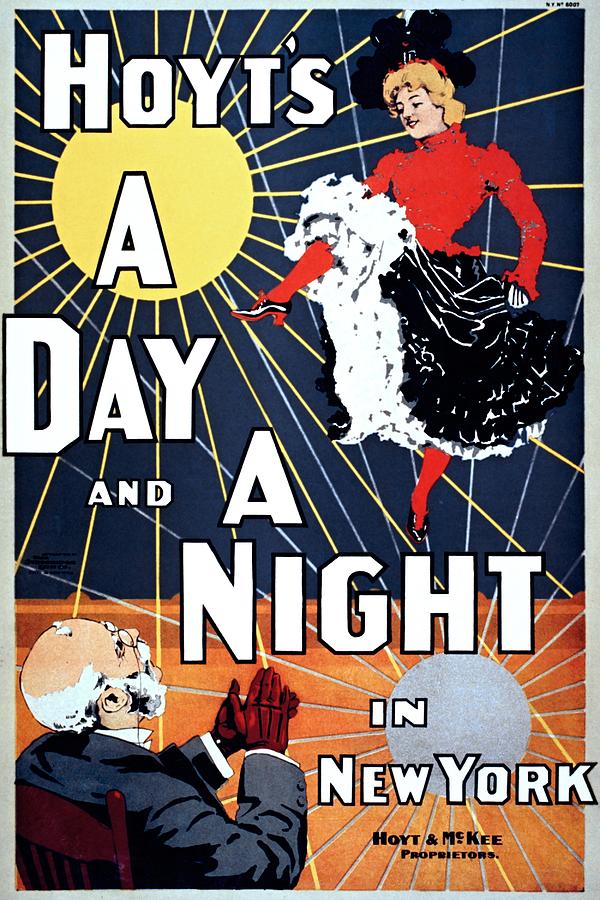 A Day and a Night in New York, performing arts poster, 1898 Painting by Vincent Monozlay