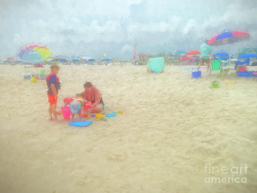 Umbrella Photograph - A Day at the Beach 2 Watercolor by Kathleen K Parker