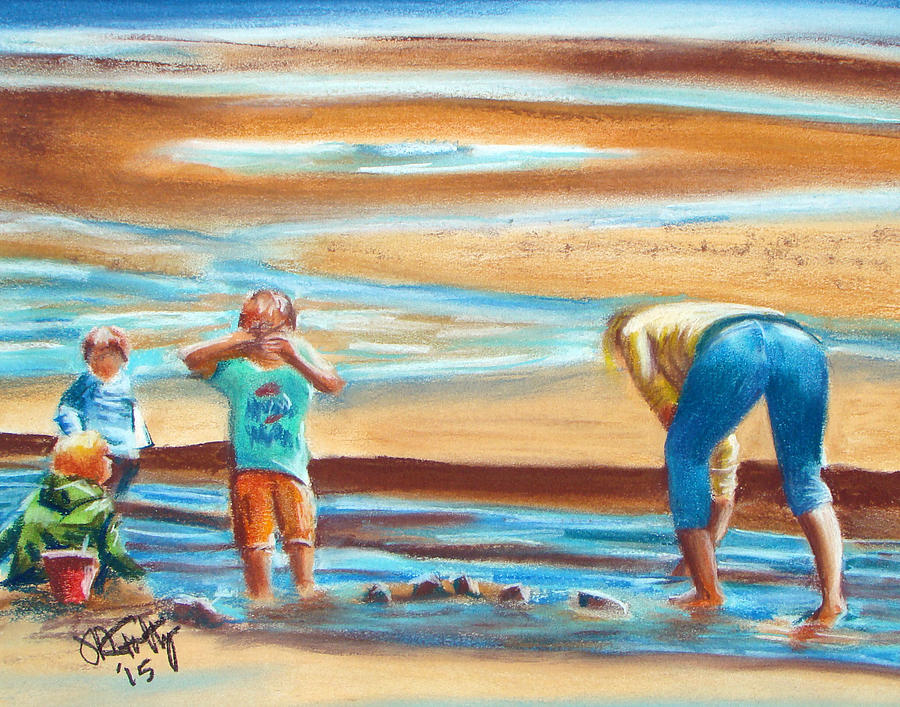 A Day at the Beach Pastel by Michael Foltz