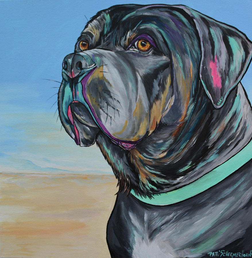 A Day At The Beach With Max Painting by Patti Schermerhorn