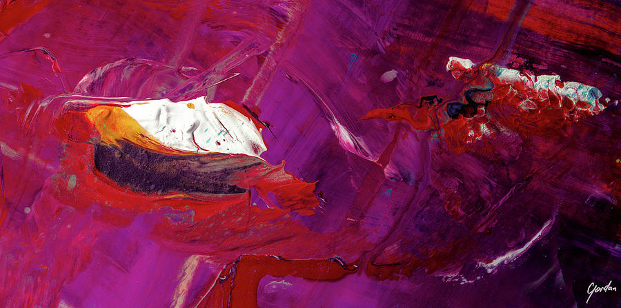 A Day Of The Butterfly Art - Modern Purple Large Abstract Painting Painting by Modern Abstract