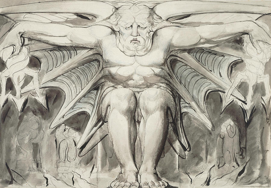 A Destroying Deity Drawing by William Blake