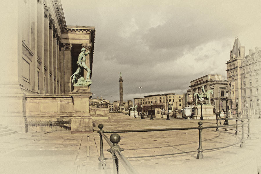 Abstract Painting - A digitally constructed antique style painting of St Georges Hall Liverpool UK by Ken Biggs