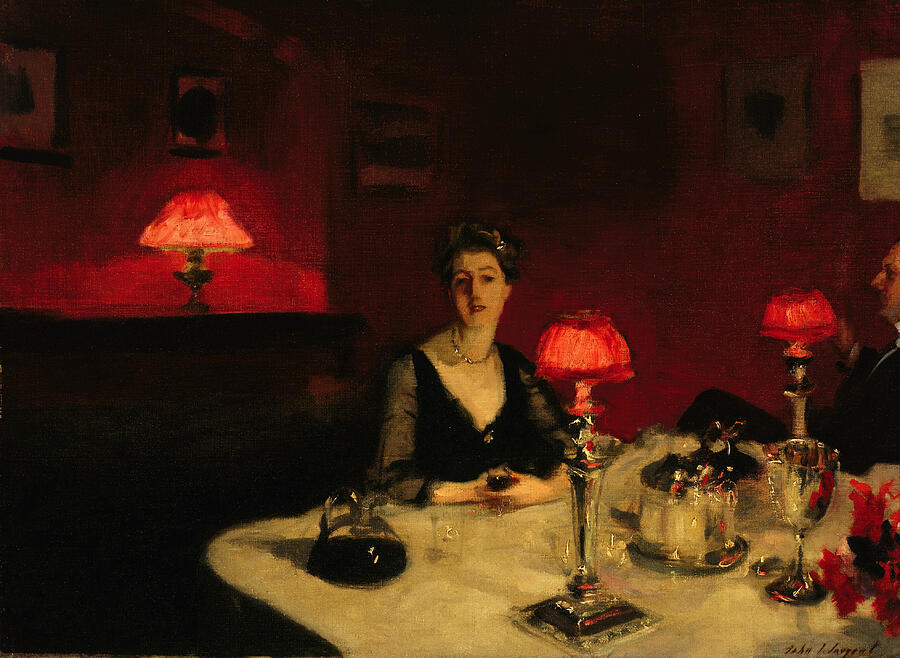 A Dinner Table at Night #1 Painting by John Singer Sargent