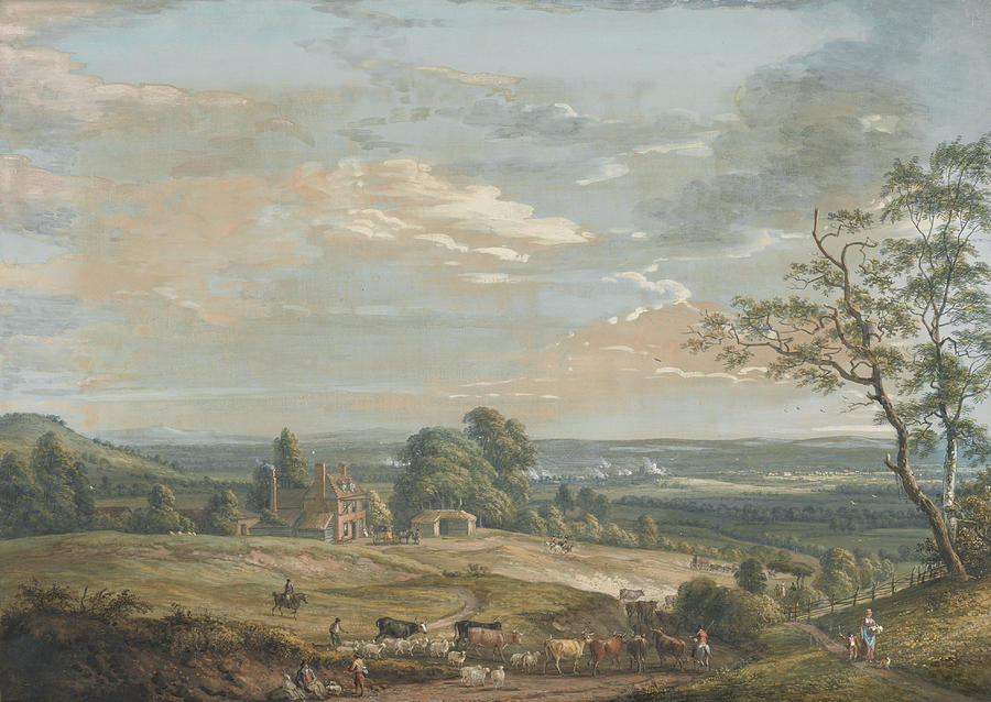 A Distant View of Maidstone, from Lower Bell Inn, Boxley Hill Painting by Paul Sandby