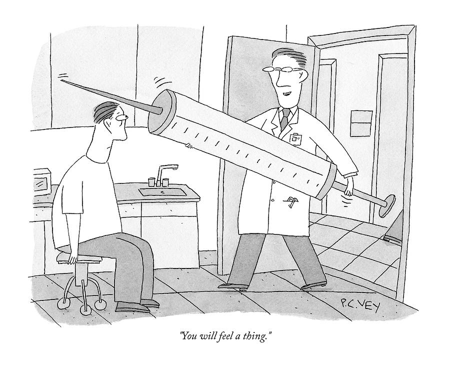 A Doctor Walks Into His Office To See A Patient Drawing by Peter C Vey