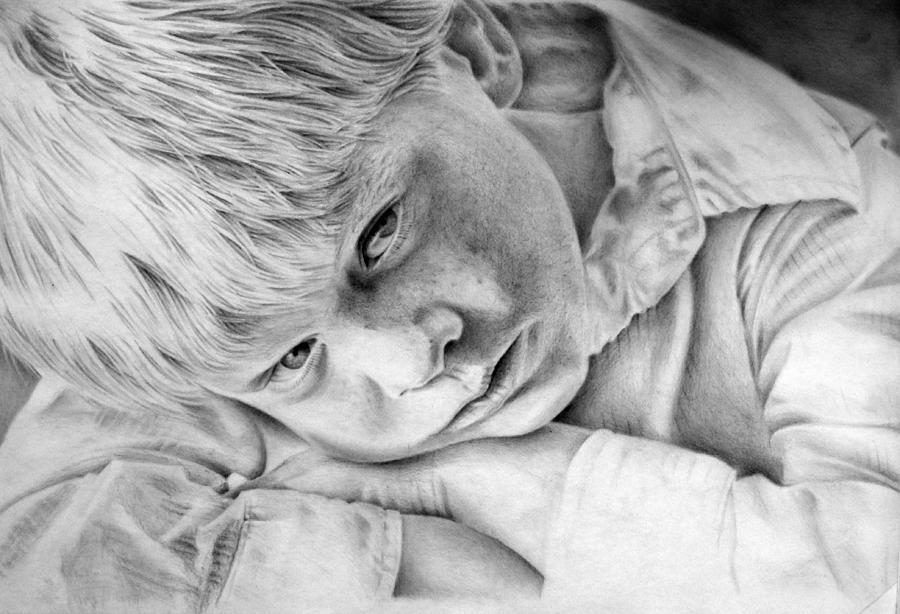 A Doleful Child Drawing by John Neeve